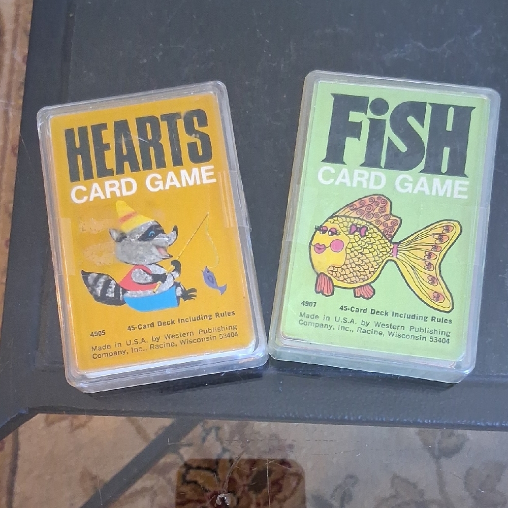 VINTAGE WHITMAN FISH AND HEARTS CARD GAMES